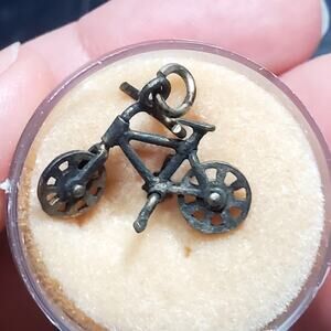 Vintage 3D Bicycle Bike 925 Sterling Silver Charm Pendant Marked